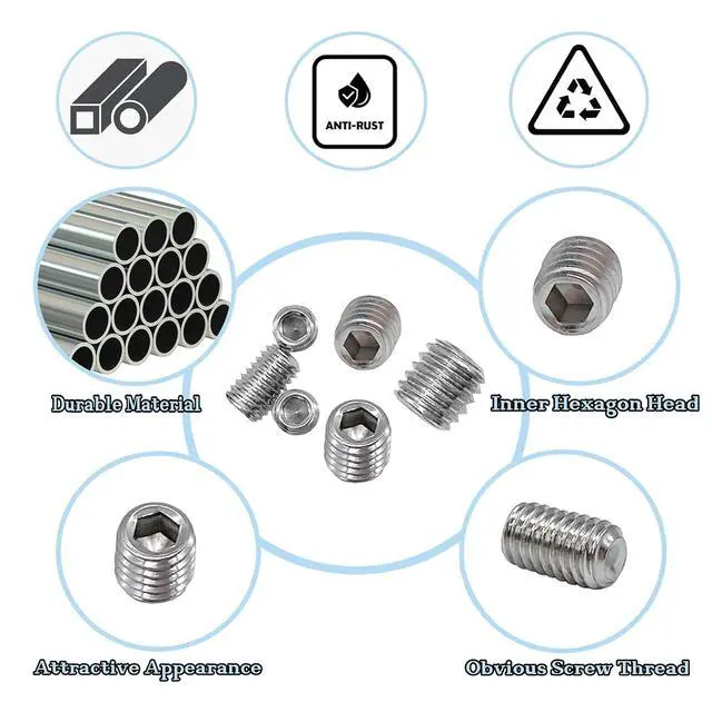 Alt view image 3 of 6 - 60pcs Set Screws, Allen Head Screws, Grub Screws M3 M4 M5 M6 M8, Stainless Steel, 12 Sizes, for Home Repair, Door Lock, Furniture, Electronics, DIY, Fixtures