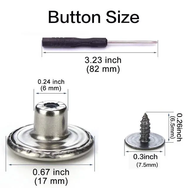 Alt view image 3 of 5 - 6pcs Metal No-Sew Nailess Removable Jeans Buttons Replacement, 17mm Adjustable Pants Button Tightener, Combo Thread Rivets and Screwdrivers
