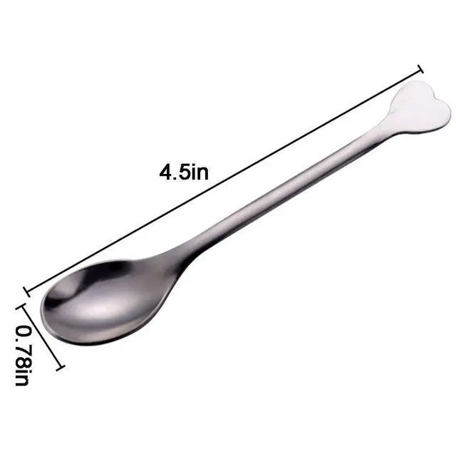 Alt view image 2 of 7 - Stainless Steel Mini Dessert Spoons Set of 10, Demitasse Espresso Coffee Spoons Heart-Shaped Handle 4.5-Inch, for Dessert Tea Appetizer