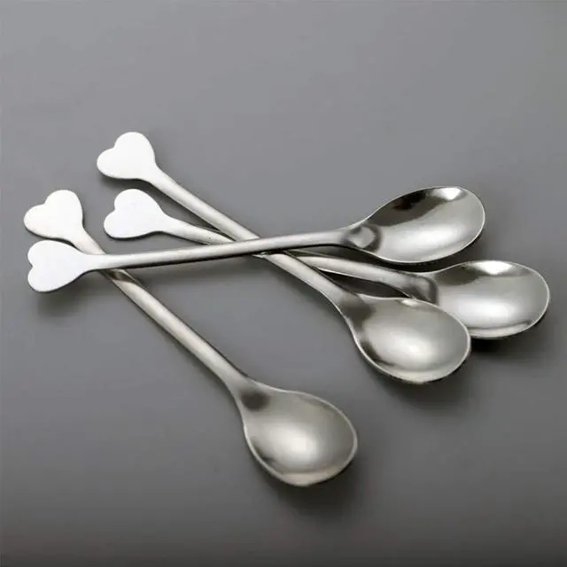 Alt view image 6 of 7 - Stainless Steel Mini Dessert Spoons Set of 10, Demitasse Espresso Coffee Spoons Heart-Shaped Handle 4.5-Inch, for Dessert Tea Appetizer