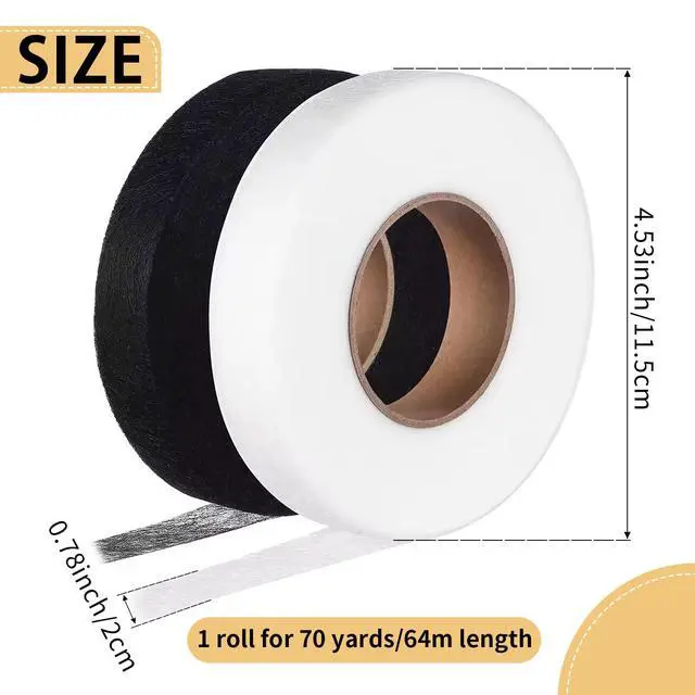 Alt view image 3 of 7 - 2 Rolls Hemming Tape 3/4 Inch x 140 Yards, No-Sew Iron-On Permanent Adhesive for Dresses, Curtains & Clothing Fabric, White/Black