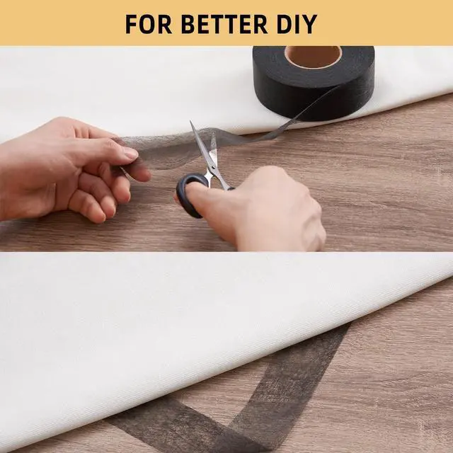 Alt view image 5 of 7 - 2 Rolls Hemming Tape 3/4 Inch x 140 Yards, No-Sew Iron-On Permanent Adhesive for Dresses, Curtains & Clothing Fabric, White/Black