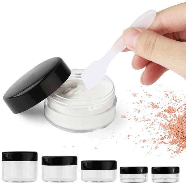 Alt view image 7 of 7 - Accmor 10 Pieces Makeup Travel Containers with Lids, 0.11/0.18/0.35/0.53/0.7 OZ Cosmetic Jars with 5 Mini Spatulas, Random Color