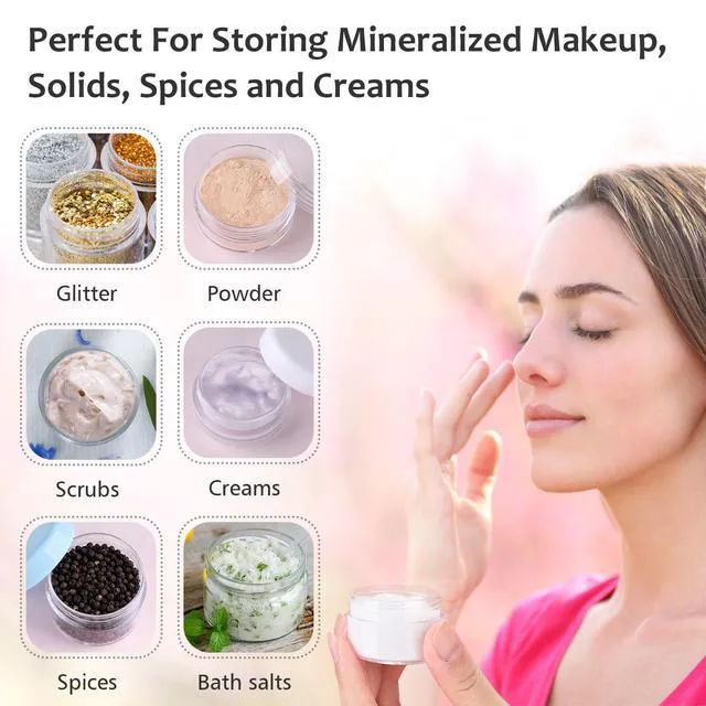 Alt view image 6 of 7 - Accmor 10 Pieces Makeup Travel Containers with Lids, 0.11/0.18/0.35/0.53/0.7 OZ Cosmetic Jars with 5 Mini Spatulas, Random Color