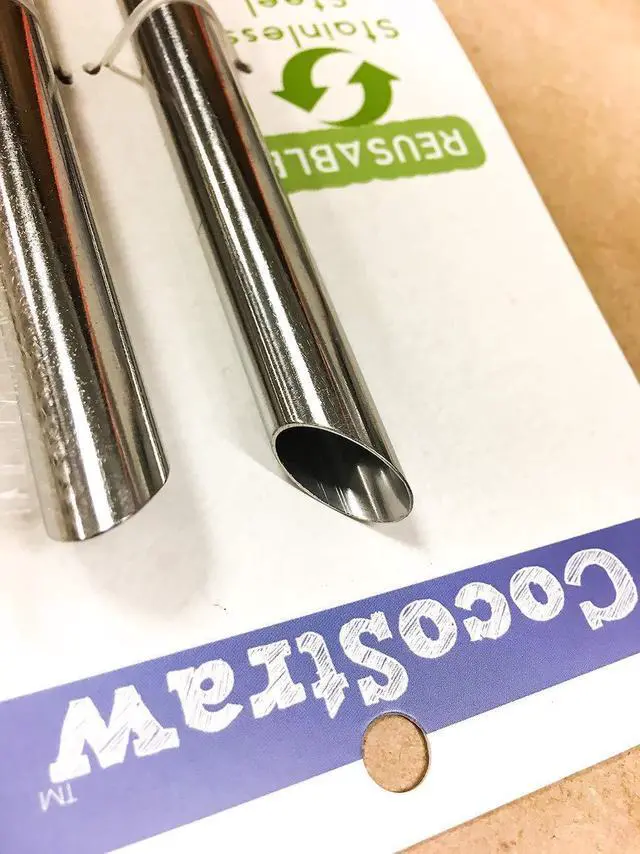 Alt view image 4 of 6 - CocoStraw Stainless Steel Extra Wide 2 Point End Boba Straw 1/2" x 9.5" for Tapioca Pearl Bubble Tea