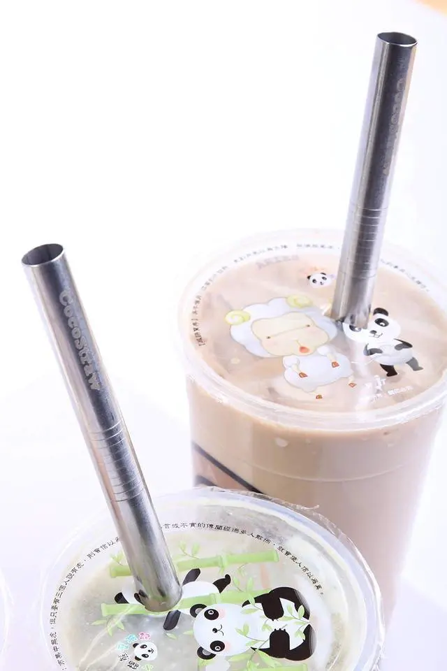 Alt view image 5 of 6 - CocoStraw Stainless Steel Extra Wide 2 Point End Boba Straw 1/2" x 9.5" for Tapioca Pearl Bubble Tea