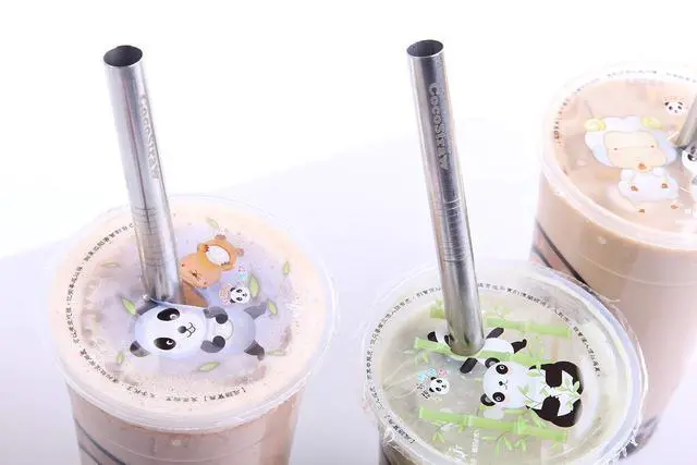Alt view image 6 of 6 - CocoStraw Stainless Steel Extra Wide 2 Point End Boba Straw 1/2" x 9.5" for Tapioca Pearl Bubble Tea