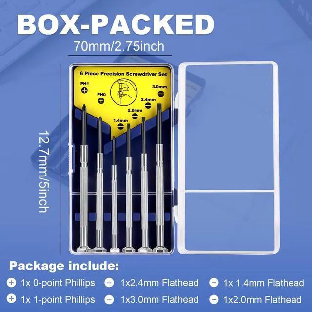 Alt view image 4 of 7 - Soodeei 6-Piece Mini Screwdriver Set with Flathead and Philips Bits for Watch, Toys, Computer, Jewelry, Repair
