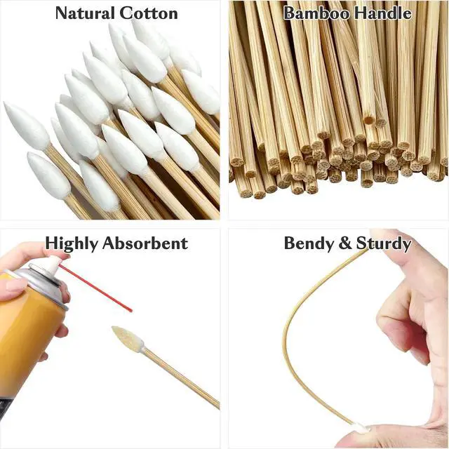 Alt view image 4 of 6 - 200 Count 6-Inch Pointed Cotton Swabs for Gun Cleaning