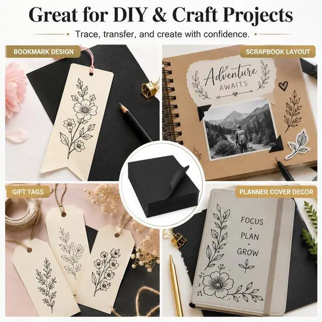 Alt view image 6 of 6 - PSLER Black Carbon Paper for Tracing - 30Pcs Graphite Transfer Paper, A4