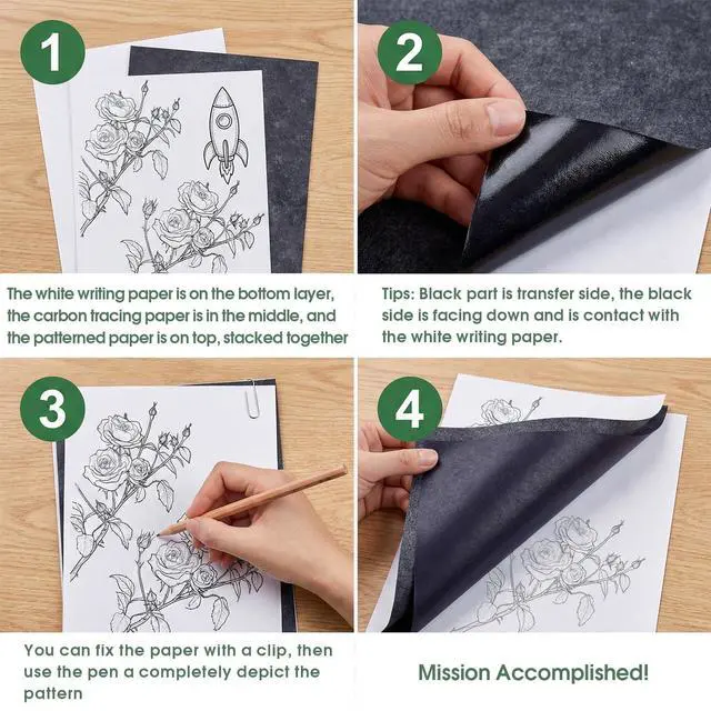 Alt view image 2 of 6 - PSLER Black Carbon Paper for Tracing - 30Pcs Graphite Transfer Paper, A4