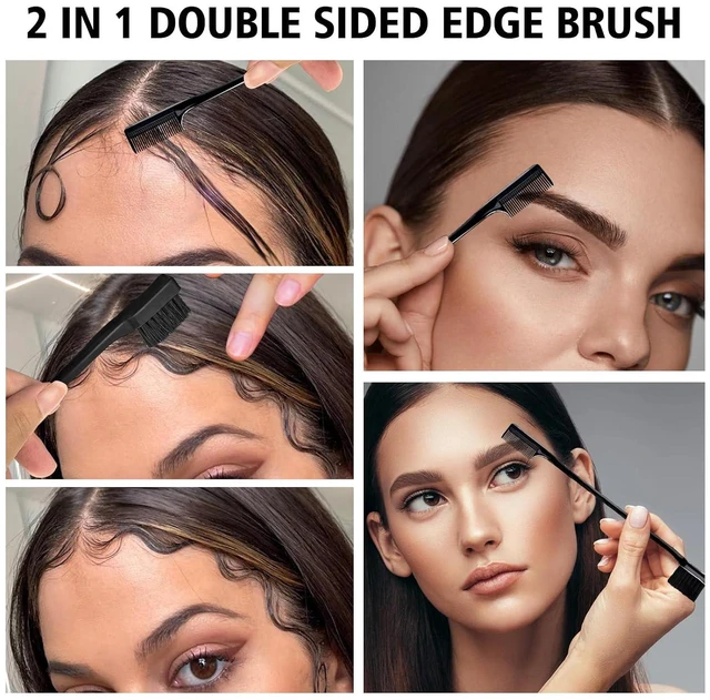 Alt view image 6 of 6 - 3-Piece Hair Styling Comb Set Teasing Brush Rat Tail Comb Edge Brush for Edge and Back Brushing, Combing, Slicking Hair for Women Black
