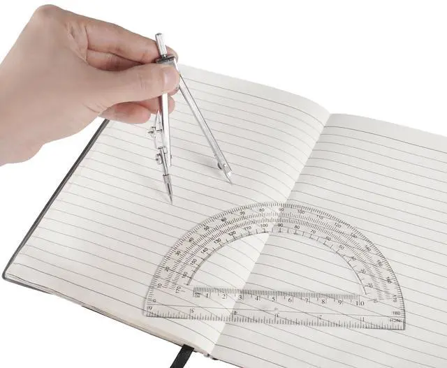 Alt view image 5 of 6 - Compass and Protractor Set, Silver - Geometry Math Tool