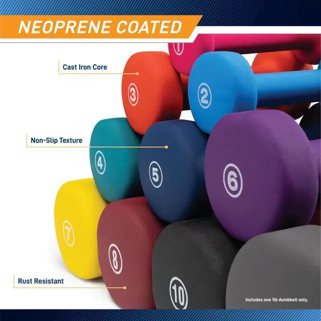 Alt view image 2 of 5 - Marcy Colored Neoprene Dumbbell Hand Weights for Home Gym, Single
