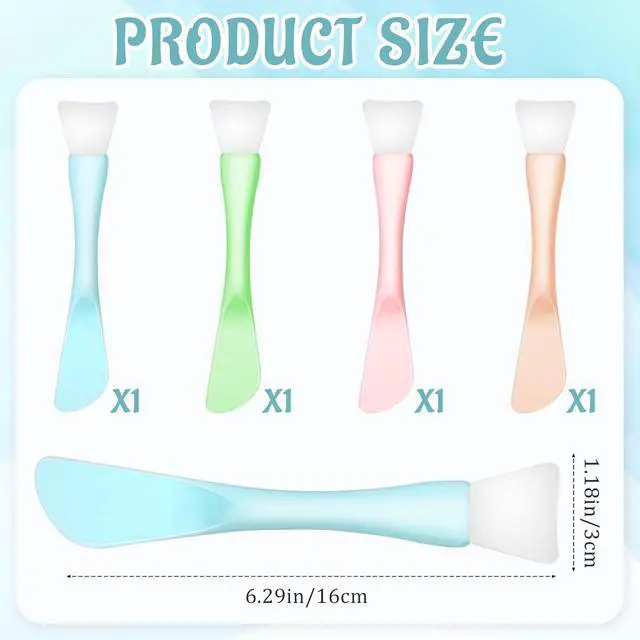 Alt view image 4 of 7 - 4Pcs Silicone Face Mask Brush Applicator Beauty Spatula