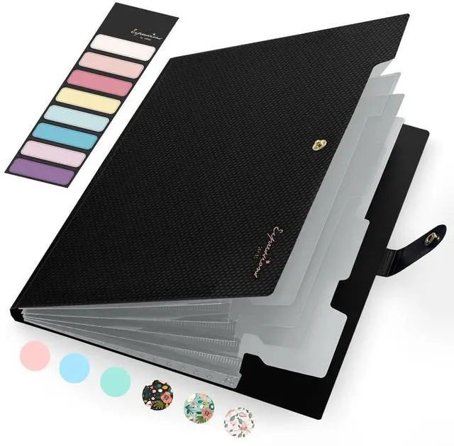 Main image of Sooez Accordion File Organizer, Expanding File Folder with Label, 5 Pocket