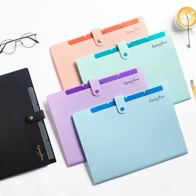 Alt view image 4 of 6 - Sooez Accordion File Organizer, Expanding File Folder with Label, 5 Pocket