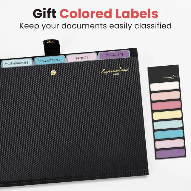 Alt view image 3 of 6 - Sooez Accordion File Organizer, Expanding File Folder with Label, 5 Pocket