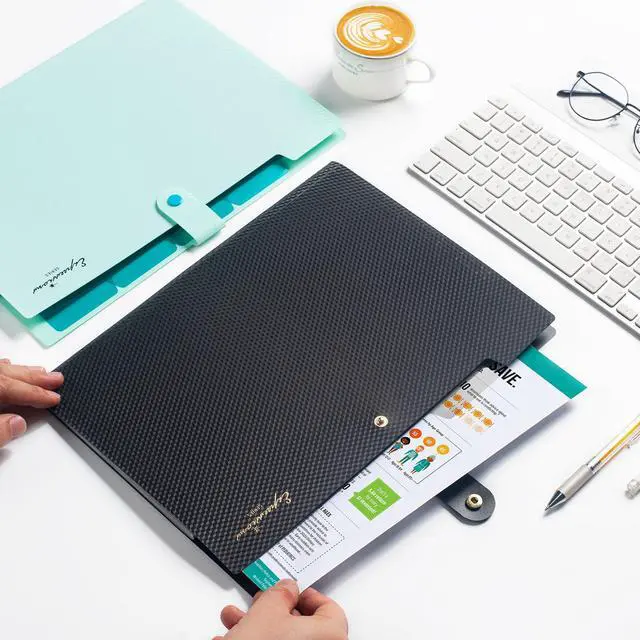 Alt view image 2 of 6 - Sooez Accordion File Organizer, Expanding File Folder with Label, 5 Pocket