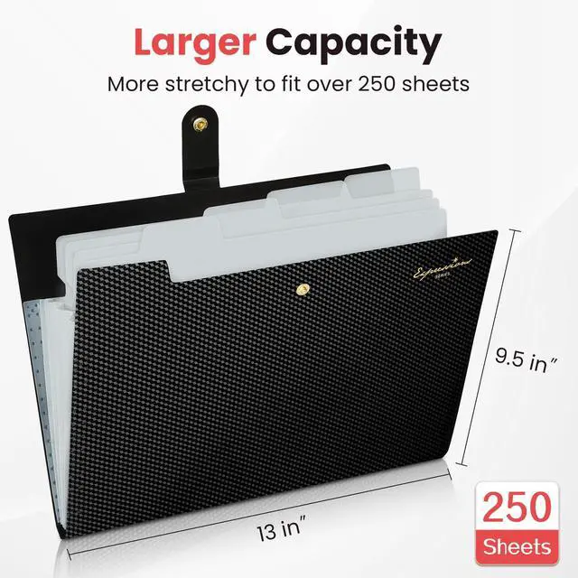 Alt view image 5 of 6 - Sooez Accordion File Organizer, Expanding File Folder with Label, 5 Pocket