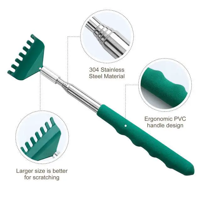 Alt view image 3 of 5 - YIMICOO 3 Pack Extendable Stainless Steel Telescoping Back Scratcher with Rubber Handle for Adults