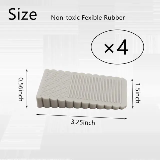 Alt view image 2 of 5 - 4Pack TPE Mini Door Stopper Wedge, Gray, Sturdy Floor Door Stops for Various Surfaces