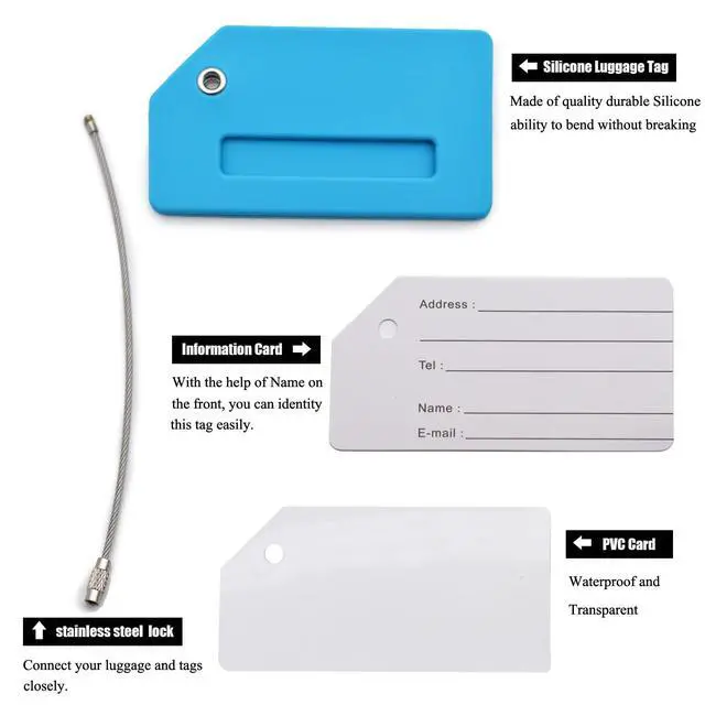 Alt view image 6 of 6 - 7 Pack Silicone Luggage Tags TSA Approved Travel Tag Colorful
