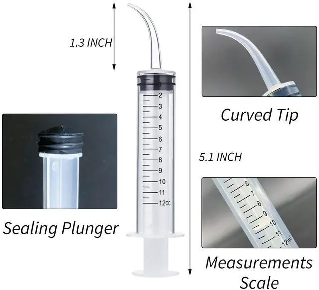 Alt view image 7 of 7 - 5 Pack Wisdom Teeth Irrigation Syringes with Measure Scale and Curved Tip for Dental Care, Liquid, Oral, and Tonsil Stone