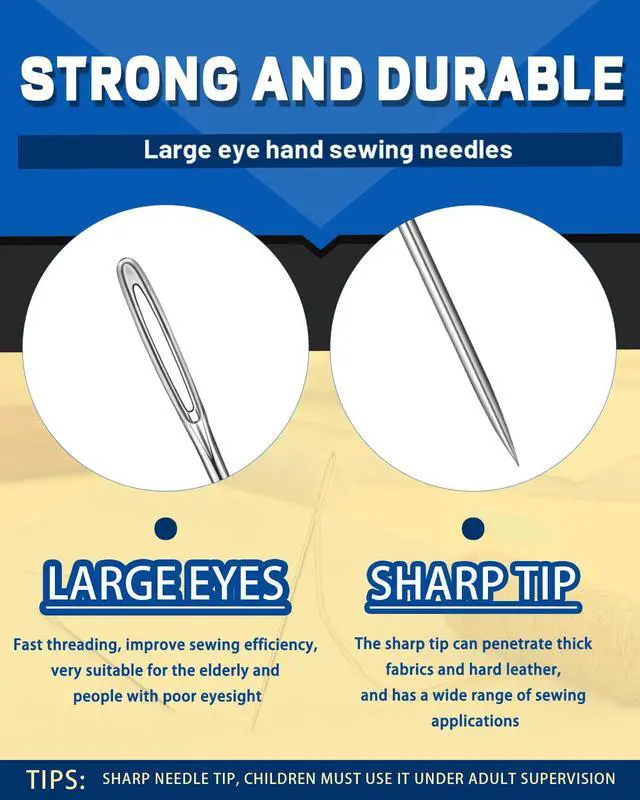 Alt view image 5 of 6 - JNENERY Large Eye Stainless Steel Sewing Needles 7Sizes