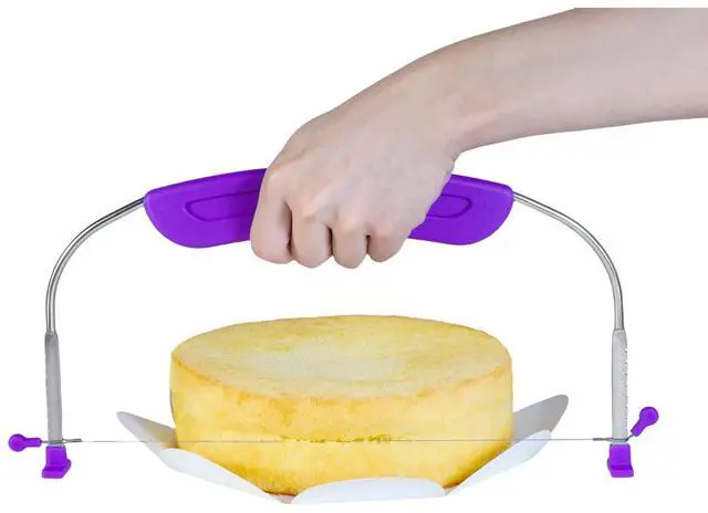 Main image of Adjustable Cake Leveler Slicer Cutter, 9 Different Heights, Premium Food Grade Stainless Steel Double Wires, Purple