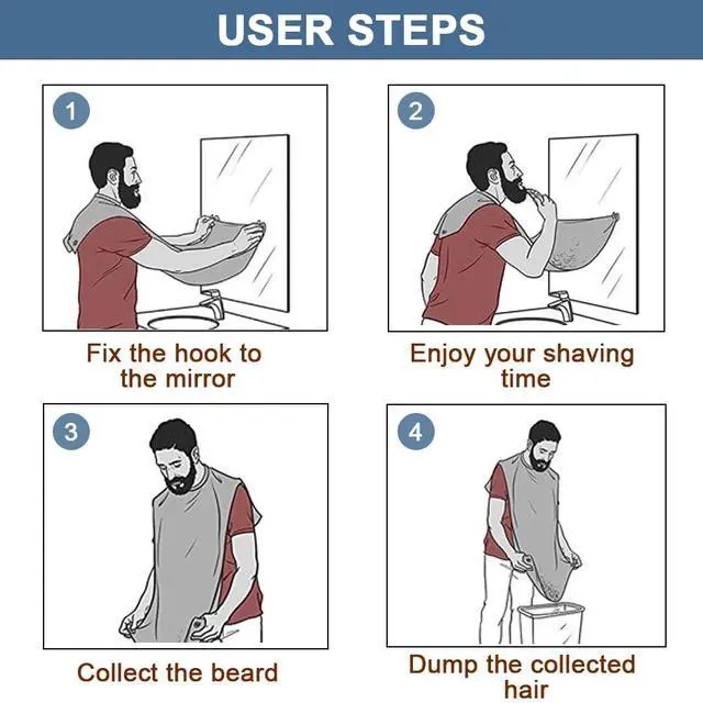 Alt view image 2 of 6 - Beard Bib Non-Stick Beard Cape Grooming Cloth for Men Shaving and Trimming