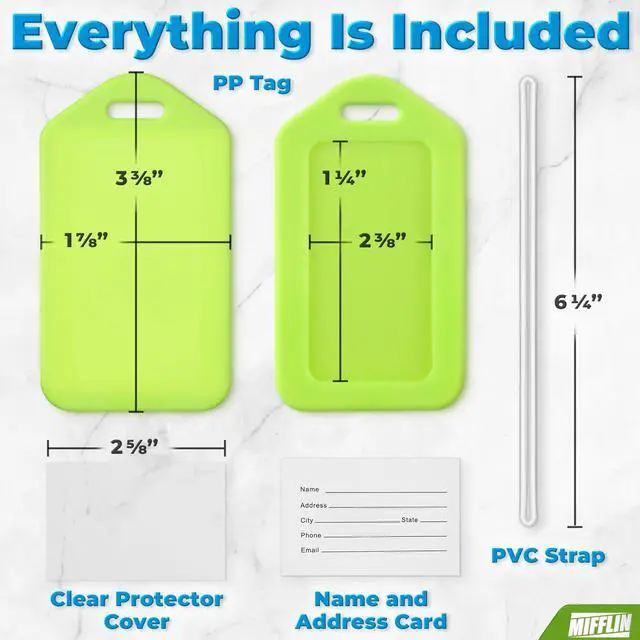 Alt view image 2 of 6 - Mifflin-USA Luggage Tags Assorted 6 Pack, Baggage Tags, Suitcase Tags Bulk