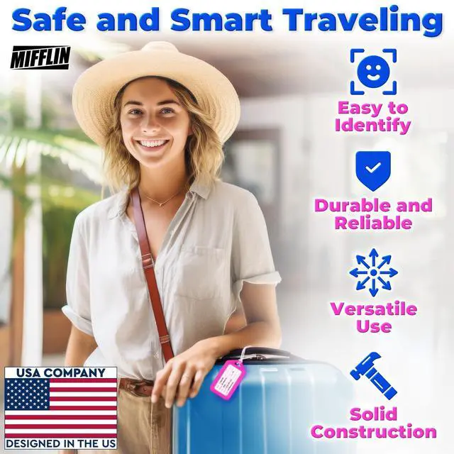 Alt view image 5 of 6 - Mifflin-USA Luggage Tags Assorted 6 Pack, Baggage Tags, Suitcase Tags Bulk