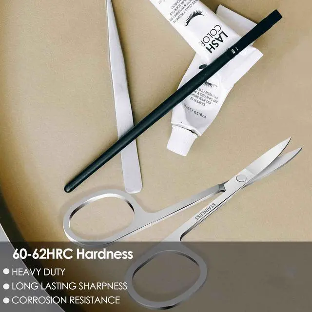 Alt view image 5 of 6 - 2 Pack Stainless Steel Facial Hair Grooming Scissors, Curved Rounded Pointed Nose Scissors for Eyebrows, Mustache, Beard, Eyelashes, Silver