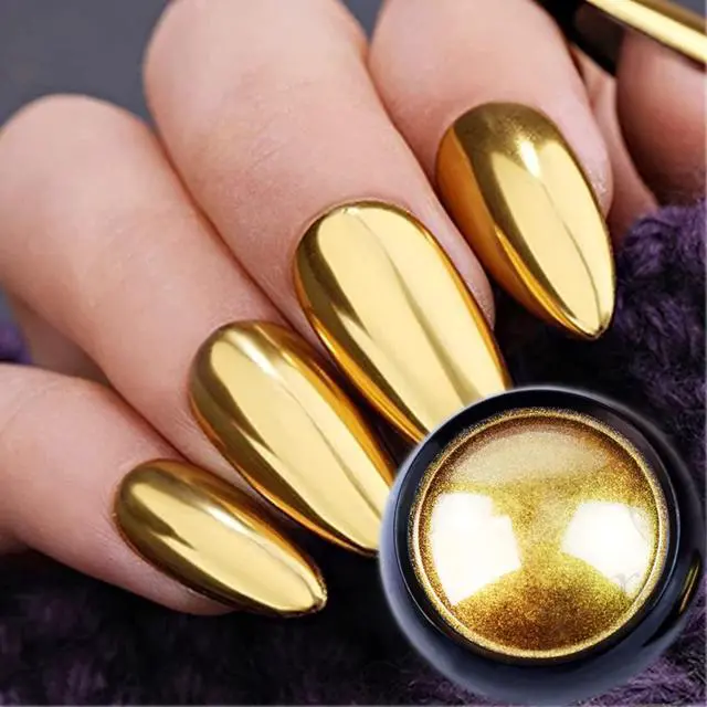 Main image of Gold Chrome Nail Powder Holographic Mirror Glitter Effect Metallic Dust Sequins UV Gel Pigment for Nail Art Decoration