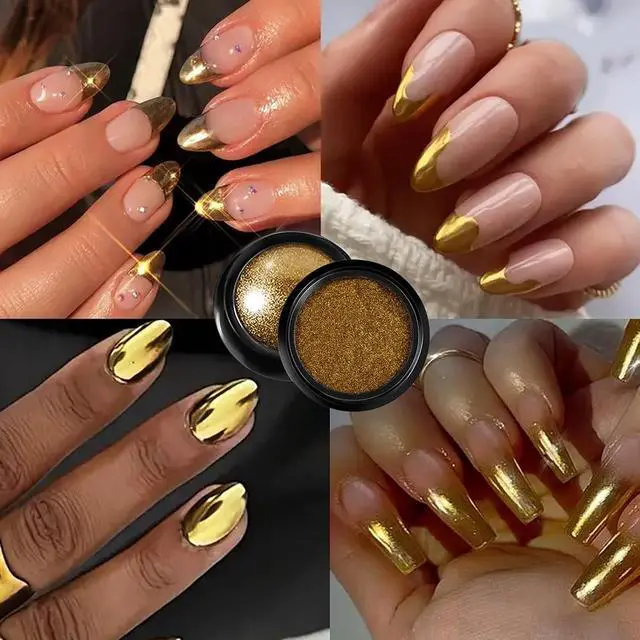 Alt view image 2 of 6 - Gold Chrome Nail Powder Holographic Mirror Glitter Effect Metallic Dust Sequins UV Gel Pigment for Nail Art Decoration