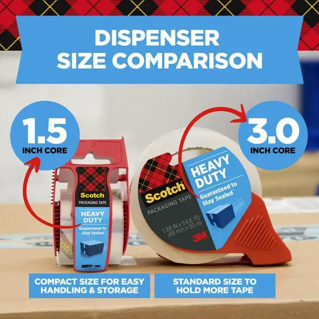 Alt view image 3 of 7 - Scotch Heavy Duty Packing Tape with Dispenser, 1.88in x 800in