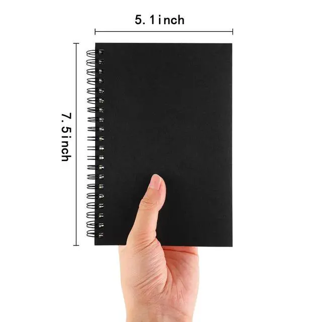 Alt view image 6 of 6 - DSTELIN Blank Spiral Notebook, Soft Cover, Sketch Book, 100 Pages/50 Sheets, 7.5" x 5.1", Black, 1-Pack