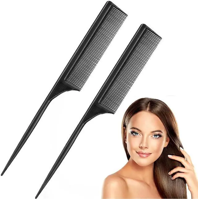Main image of Leinuosen 2 Pack Rat Tail Comb Fine Tooth Parting, Black