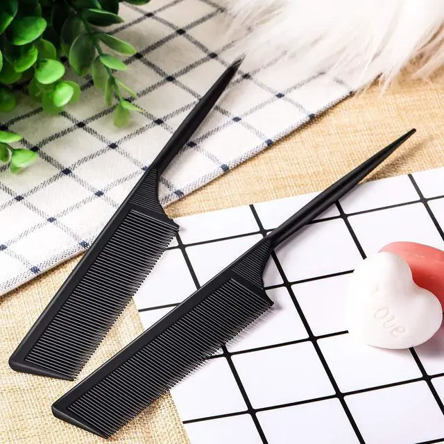 Alt view image 3 of 6 - Leinuosen 2 Pack Rat Tail Comb Fine Tooth Parting, Black