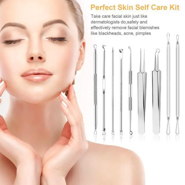Alt view image 6 of 7 - 9PCS Blackhead Remover and Pimple Extractor Tool Kit