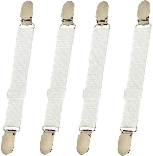 Main image of 4 Pcs Adjustable Elastic Bed Sheet Clips Straps, Mattress Grippers Holder
