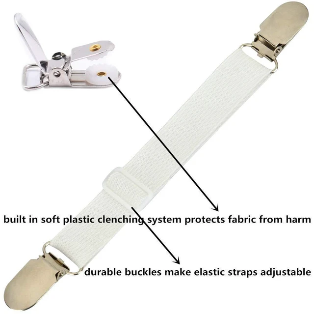 Alt view image 4 of 6 - 4 Pcs Adjustable Elastic Bed Sheet Clips Straps, Mattress Grippers Holder