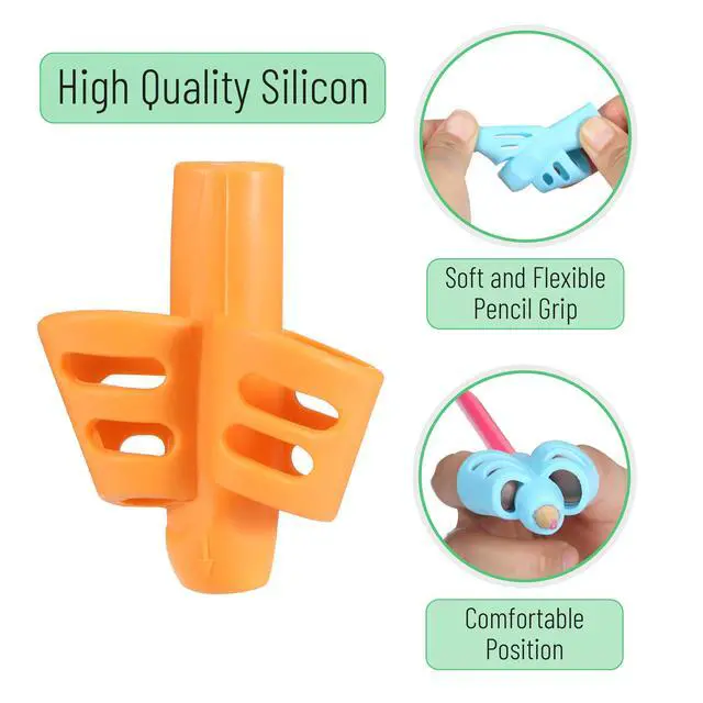 Alt view image 7 of 7 - Mr. Pen Pencil Grips for Kids Handwriting, 4 Pack with 4 Clips, Colorful