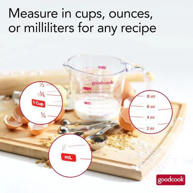 Alt view image 6 of 6 - GoodCook Everyday 2-Cup Liquid Measuring Cup with Ounces and Milliliters Markings, Tapered Pour Spout, Easy-to-Read Lines, Comfortable Handle, Clear
