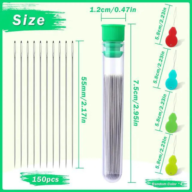 Alt view image 4 of 6 - UOOU 150 Pcs Beading Needles Size 10-0.45mm for Jewelry Making