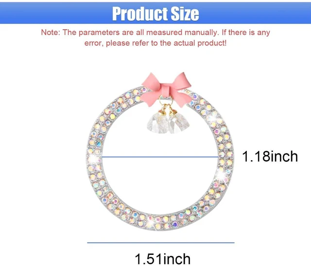 Alt view image 2 of 6 - Bling Diamond Car Start Stop Button Decoration Ring - Crystal Rhinestone Push to Start Button Cover with Cute Bow & Key Ignition Knob Starter Sticker for Women (Colorful)