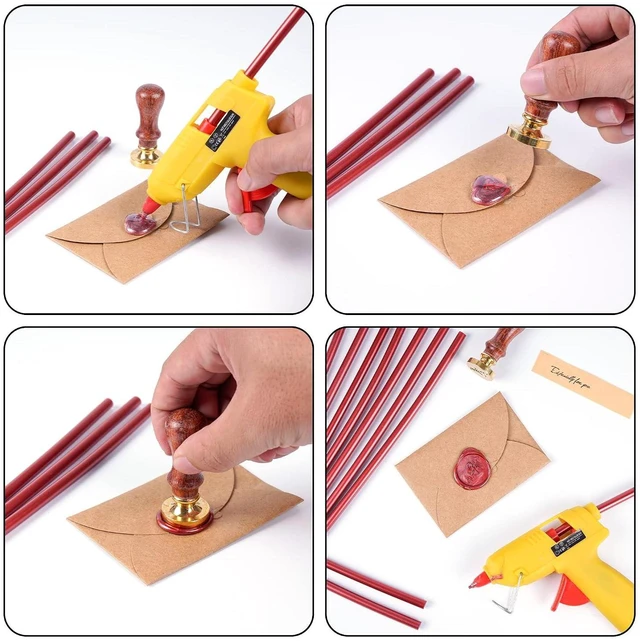 Alt view image 6 of 6 - 10 Pieces 8-Inch Sealing Wax Glue Sticks, 7mm Diameter, Red, for Envelopes Wedding Invitations Cards DIY Art Craft