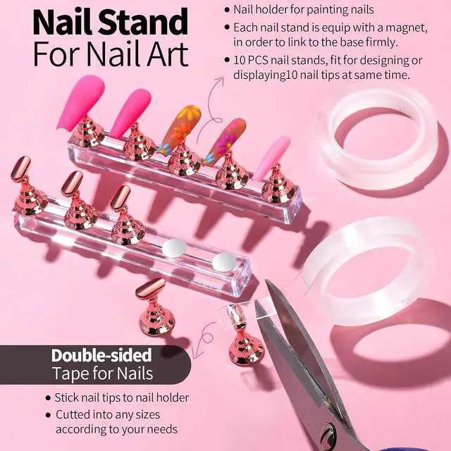 Alt view image 3 of 6 - FANDAMEI Nail Art Kit with Nail Stand, Nail Holder, Nail Brushes, Nail Dotting Tool, and Nail Palette