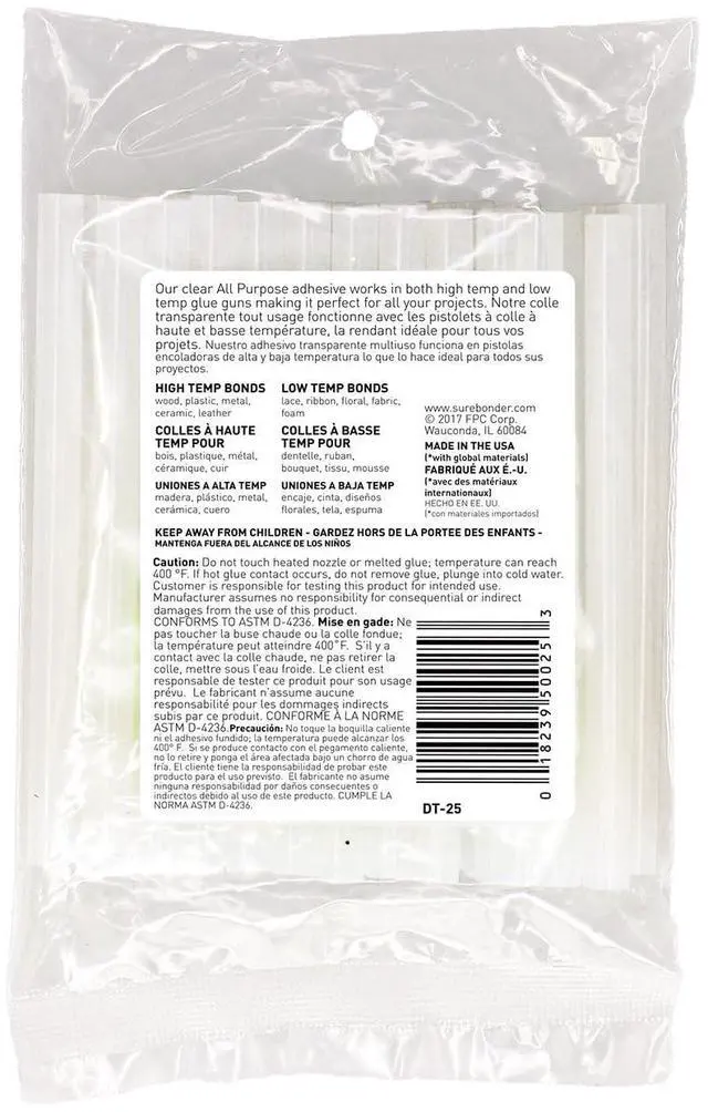 Alt view image 6 of 6 - Surebonder All Purpose Mini-Size Hot Glue Sticks, 4-Inch Length, 0.27-Inch Diameter, 25 Pack, Clear